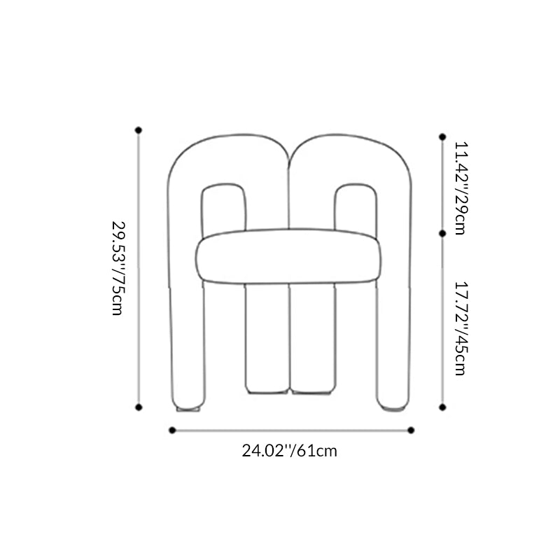 Contemporary Creative Velvet Carbon Steel M-Shaped Curved Vanity Stool With Backrest For Bedroom