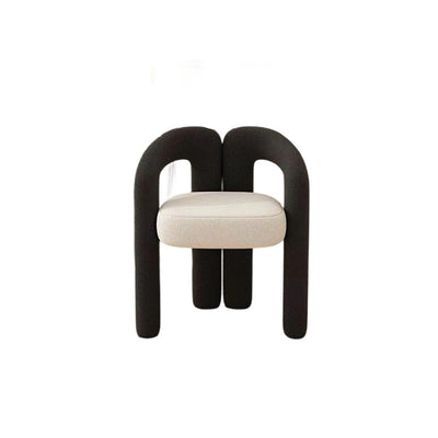 Contemporary Creative Velvet Carbon Steel M-Shaped Curved Vanity Stool With Backrest For Bedroom