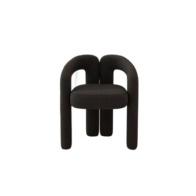 Contemporary Creative Velvet Carbon Steel M-Shaped Curved Vanity Stool With Backrest For Bedroom