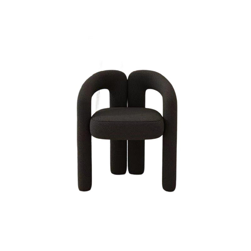 Contemporary Creative Velvet Carbon Steel M-Shaped Curved Vanity Stool With Backrest For Bedroom