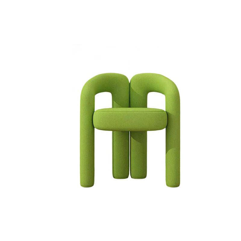 Contemporary Creative Velvet Carbon Steel M-Shaped Curved Vanity Stool With Backrest For Bedroom