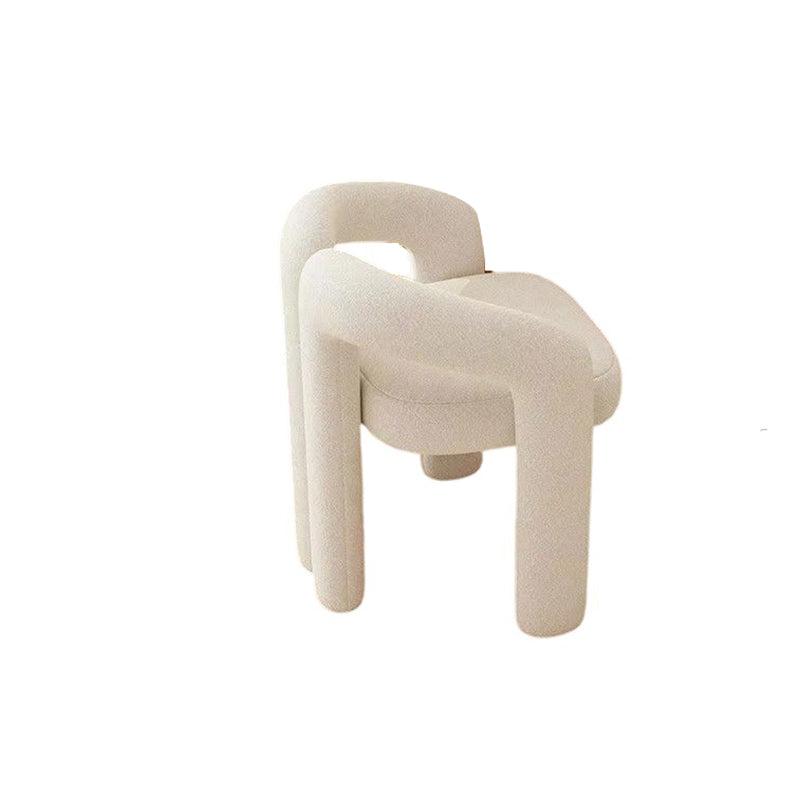 Contemporary Creative Velvet Carbon Steel M-Shaped Curved Vanity Stool With Backrest For Bedroom