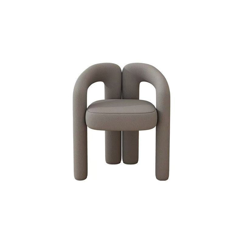Contemporary Creative Velvet Carbon Steel M-Shaped Curved Vanity Stool With Backrest For Bedroom