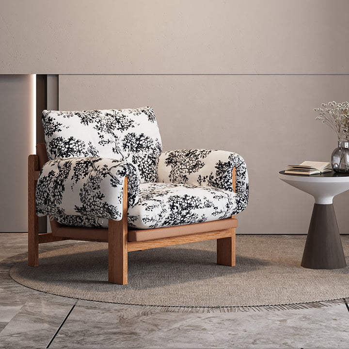 Chaise d’appoint carrée en tissu côtelé vintage traditionnel et bois massif, avec dossier et accoudoirs, pour salon 
