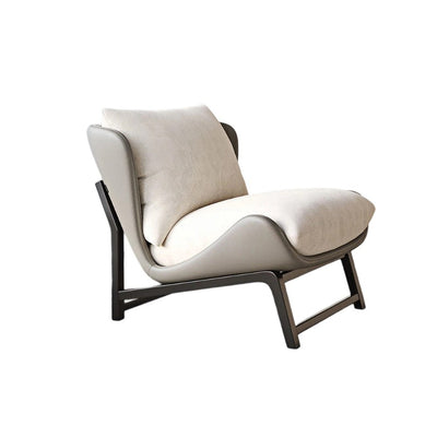 Traditional French Velvet Cat Scratch Leather Carbon Steel Rectangular Curved Square Accent Chair With Backrest For Living Room