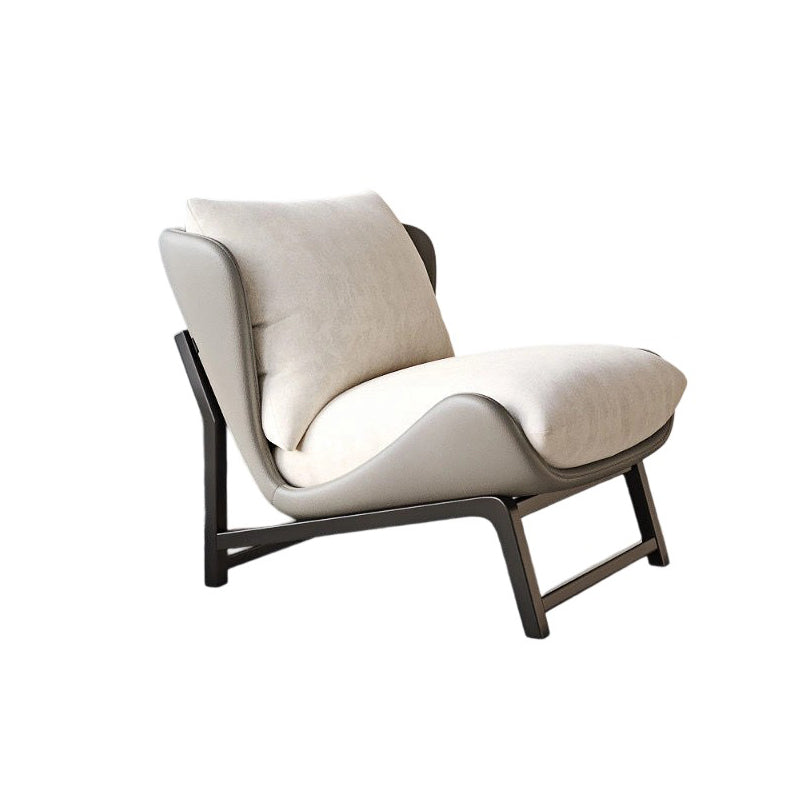 Traditional French Velvet Cat Scratch Leather Carbon Steel Rectangular Curved Square Accent Chair With Backrest For Living Room