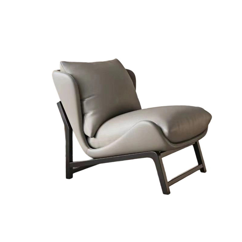 Traditional French Velvet Cat Scratch Leather Carbon Steel Rectangular Curved Square Accent Chair With Backrest For Living Room