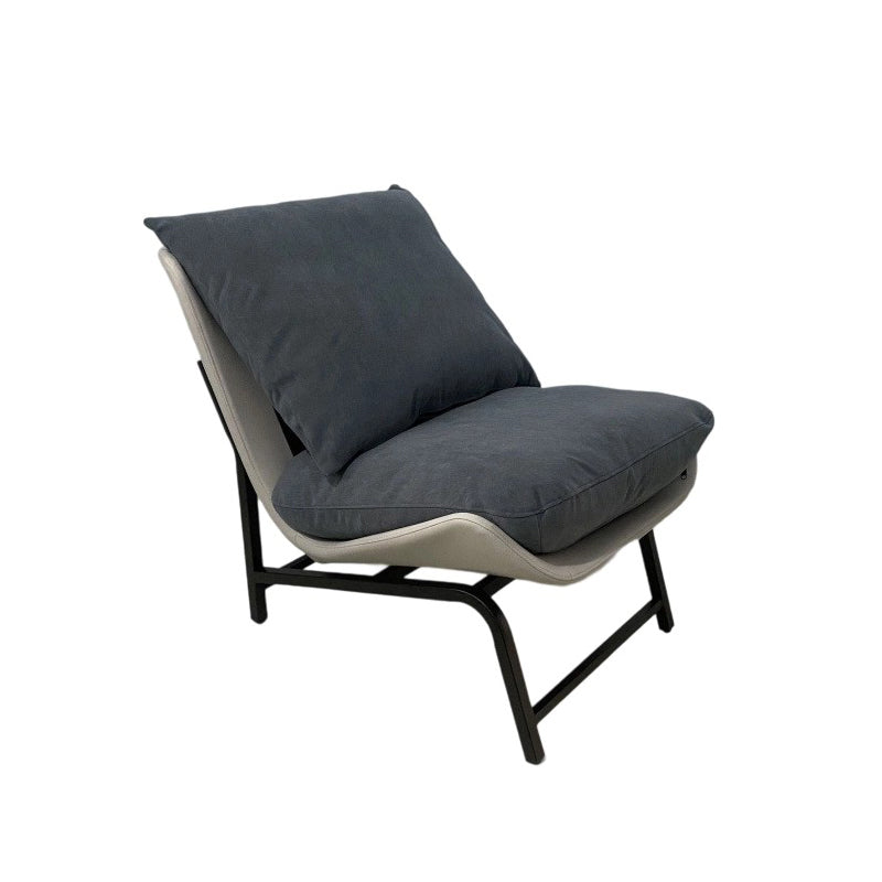 Traditional French Velvet Cat Scratch Leather Carbon Steel Rectangular Curved Square Accent Chair With Backrest For Living Room