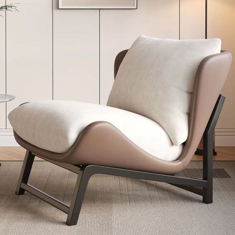 Traditional French Velvet Cat Scratch Leather Carbon Steel Rectangular Curved Square Accent Chair With Backrest For Living Room