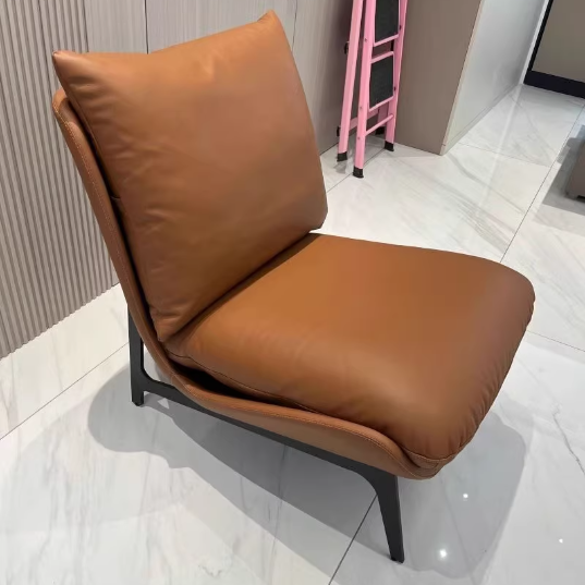 Traditional French Velvet Cat Scratch Leather Carbon Steel Rectangular Curved Square Accent Chair With Backrest For Living Room