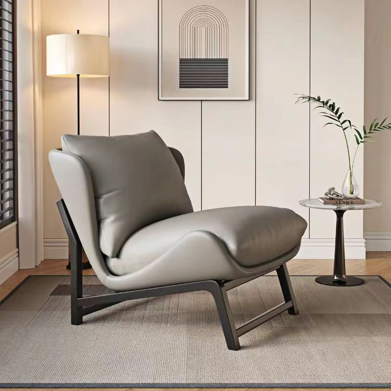 Traditional French Velvet Cat Scratch Leather Carbon Steel Rectangular Curved Square Accent Chair With Backrest For Living Room