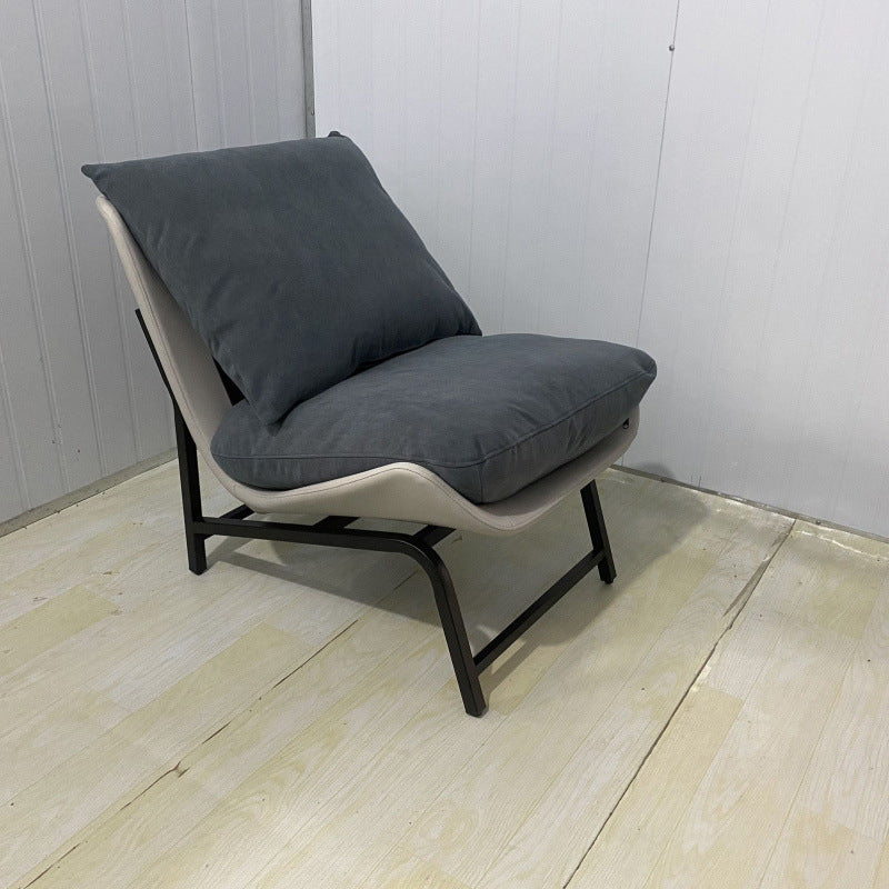 Traditional French Velvet Cat Scratch Leather Carbon Steel Rectangular Curved Square Accent Chair With Backrest For Living Room