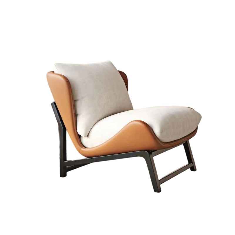 Traditional French Velvet Cat Scratch Leather Carbon Steel Rectangular Curved Square Accent Chair With Backrest For Living Room