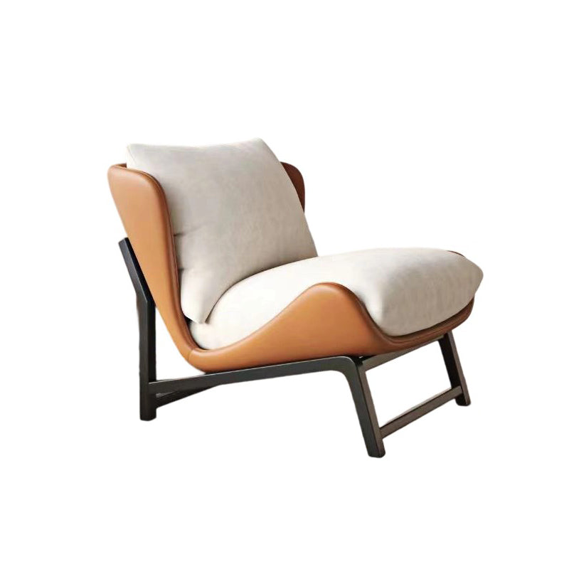 Traditional French Velvet Cat Scratch Leather Carbon Steel Rectangular Curved Square Accent Chair With Backrest For Living Room