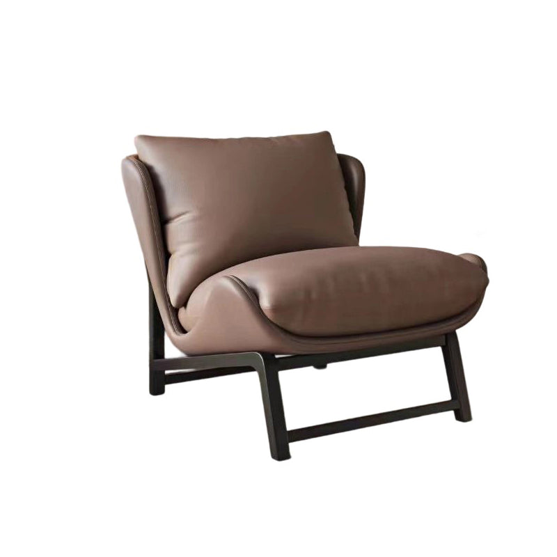 Traditional French Velvet Cat Scratch Leather Carbon Steel Rectangular Curved Square Accent Chair With Backrest For Living Room