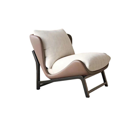 Traditional French Velvet Cat Scratch Leather Carbon Steel Rectangular Curved Square Accent Chair With Backrest For Living Room