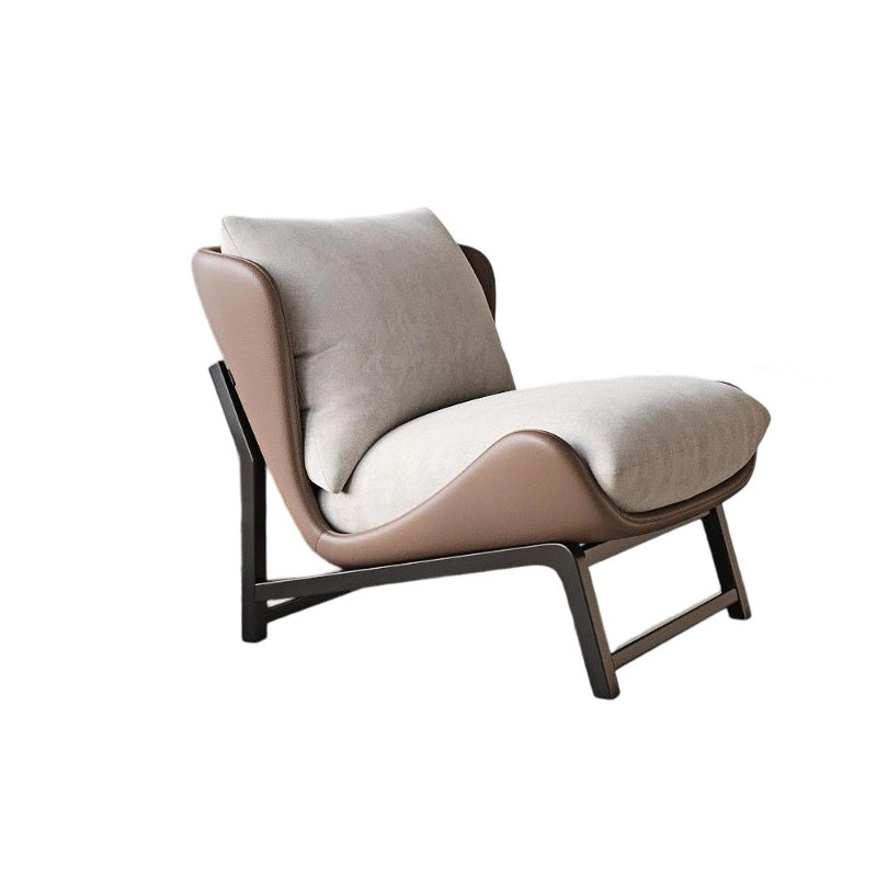 Traditional French Velvet Cat Scratch Leather Carbon Steel Rectangular Curved Square Accent Chair With Backrest For Living Room