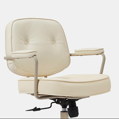 Contemporary Scandinavian Microfiber Leather Metal Square Adjustable Swivel Desk Chair With Backrest Armrests For Home Office