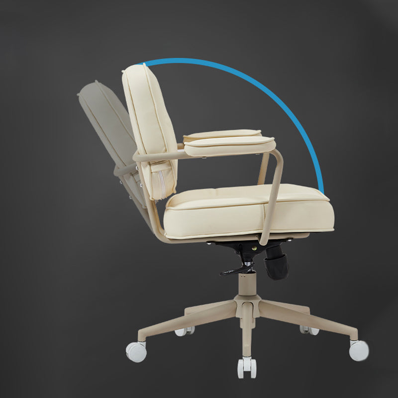 Contemporary Scandinavian Microfiber Leather Metal Square Adjustable Swivel Desk Chair With Backrest Armrests For Home Office