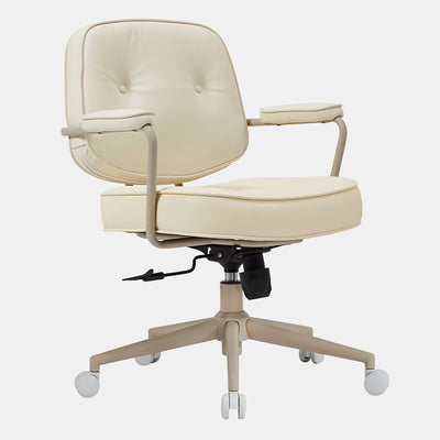 Contemporary Scandinavian Microfiber Leather Metal Square Adjustable Swivel Desk Chair With Backrest Armrests For Home Office