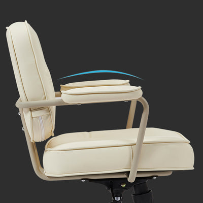 Contemporary Scandinavian Microfiber Leather Metal Square Adjustable Swivel Desk Chair With Backrest Armrests For Home Office