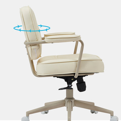 Contemporary Scandinavian Microfiber Leather Metal Square Adjustable Swivel Desk Chair With Backrest Armrests For Home Office