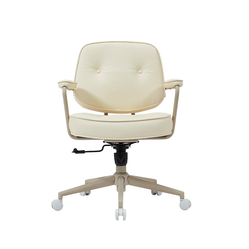 Contemporary Scandinavian Microfiber Leather Metal Square Adjustable Swivel Desk Chair With Backrest Armrests For Home Office