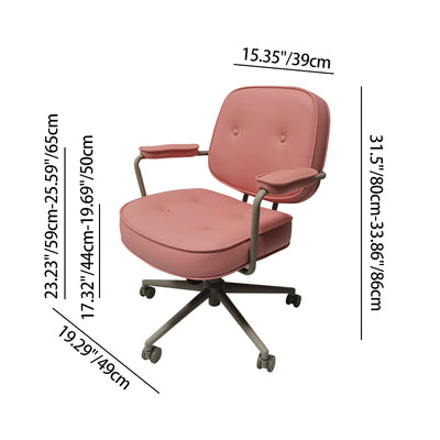 Contemporary Scandinavian Microfiber Leather Metal Square Adjustable Swivel Desk Chair With Backrest Armrests For Home Office