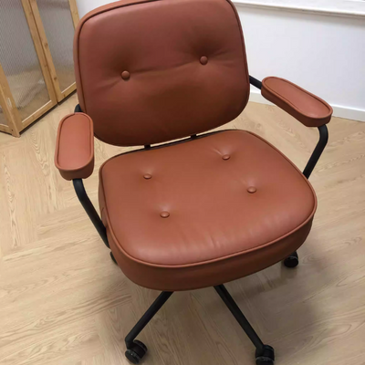 Contemporary Scandinavian Microfiber Leather Metal Square Adjustable Swivel Desk Chair With Backrest Armrests For Home Office