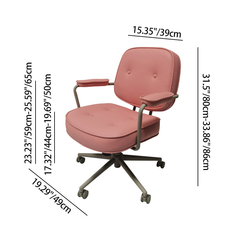 Contemporary Scandinavian Microfiber Leather Metal Square Adjustable Swivel Desk Chair With Backrest Armrests For Home Office