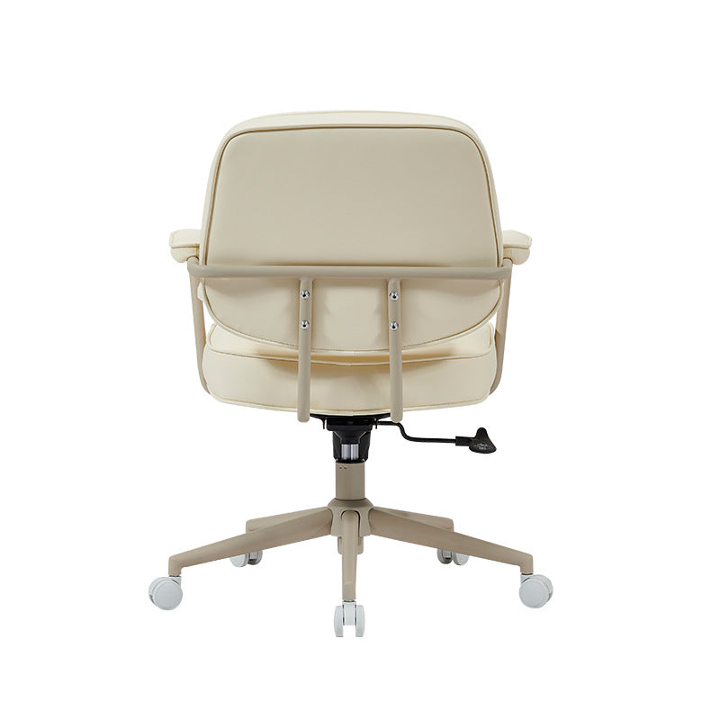 Contemporary Scandinavian Microfiber Leather Metal Square Adjustable Swivel Desk Chair With Backrest Armrests For Home Office