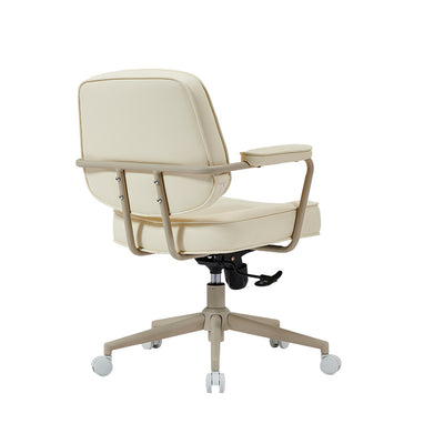 Contemporary Scandinavian Microfiber Leather Metal Square Adjustable Swivel Desk Chair With Backrest Armrests For Home Office