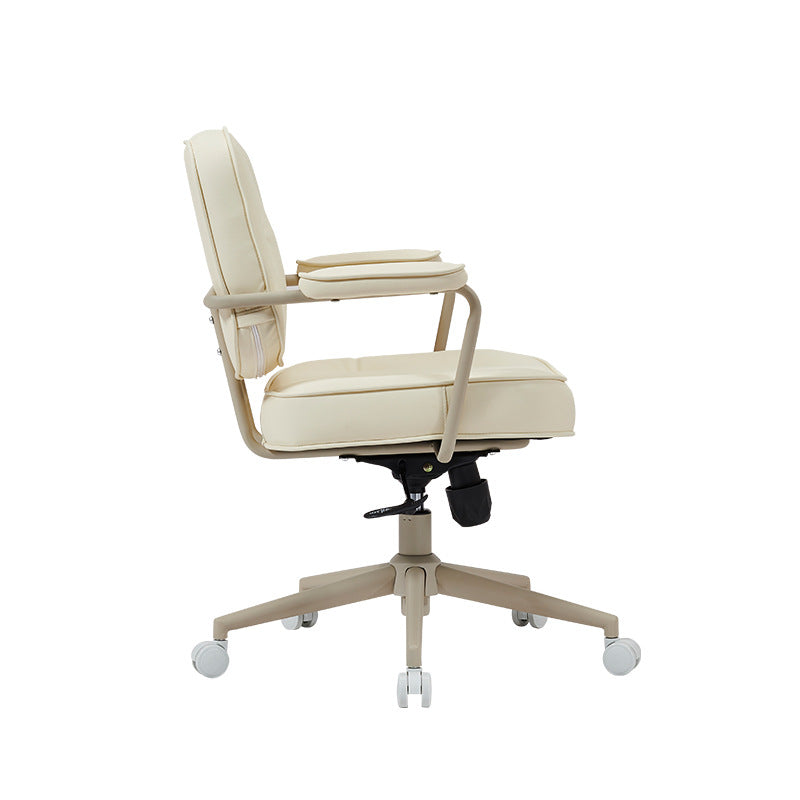 Contemporary Scandinavian Microfiber Leather Metal Square Adjustable Swivel Desk Chair With Backrest Armrests For Home Office