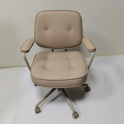 Contemporary Scandinavian Microfiber Leather Metal Square Adjustable Swivel Desk Chair With Backrest Armrests For Home Office