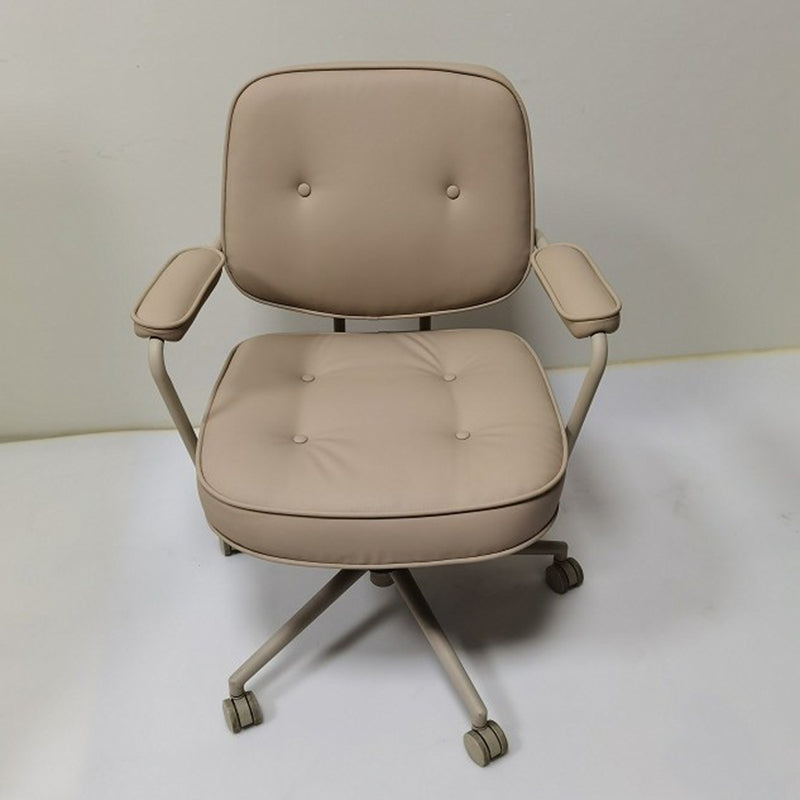 Contemporary Scandinavian Microfiber Leather Metal Square Adjustable Swivel Desk Chair With Backrest Armrests For Home Office