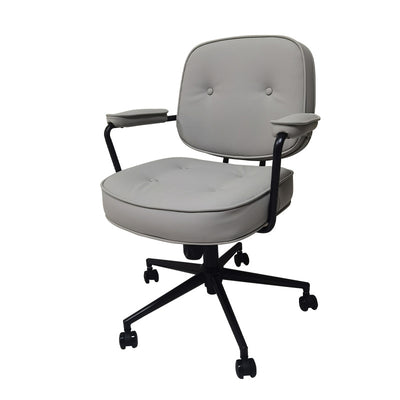 Contemporary Scandinavian Microfiber Leather Metal Square Adjustable Swivel Desk Chair With Backrest Armrests For Home Office