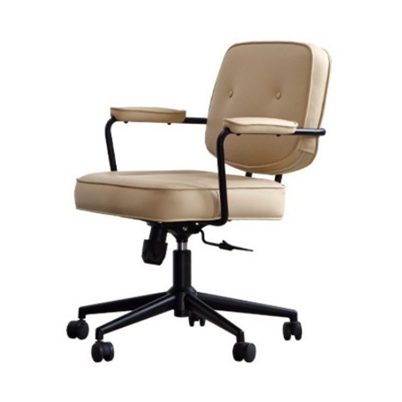 Contemporary Scandinavian Microfiber Leather Metal Square Adjustable Swivel Desk Chair With Backrest Armrests For Home Office