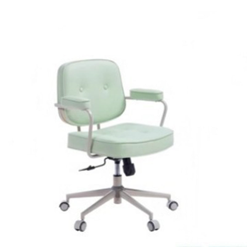 Contemporary Scandinavian Microfiber Leather Metal Square Adjustable Swivel Desk Chair With Backrest Armrests For Home Office