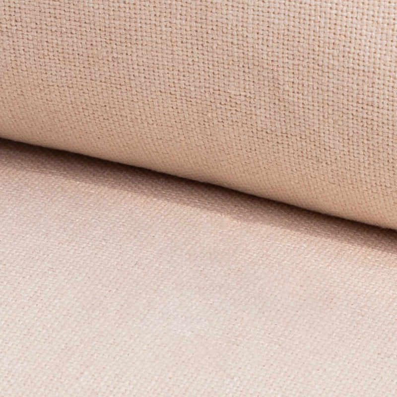 Contemporary Scandinavian Linen Solid Wood Rectangular Curved Accent Chair With Backrest & Armrests For Living Room