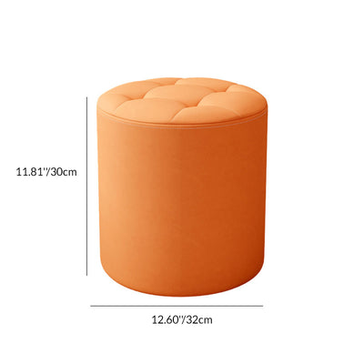 Modern Minimalist Cat Scratch Leather Solid Wood Round Stool For Living Room