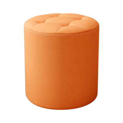 Modern Minimalist Cat Scratch Leather Solid Wood Round Stool For Living Room