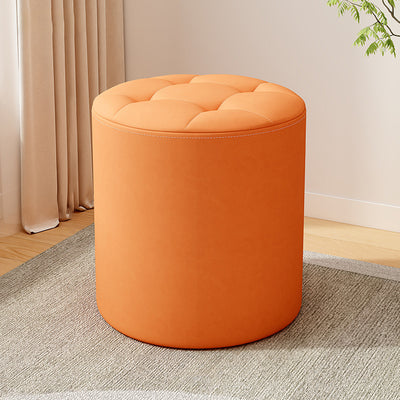 Modern Minimalist Cat Scratch Leather Solid Wood Round Stool For Living Room