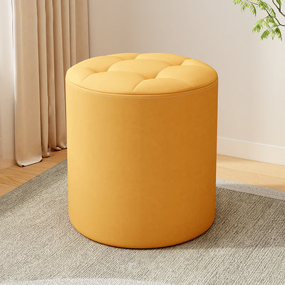 Modern Minimalist Cat Scratch Leather Solid Wood Round Stool For Living Room