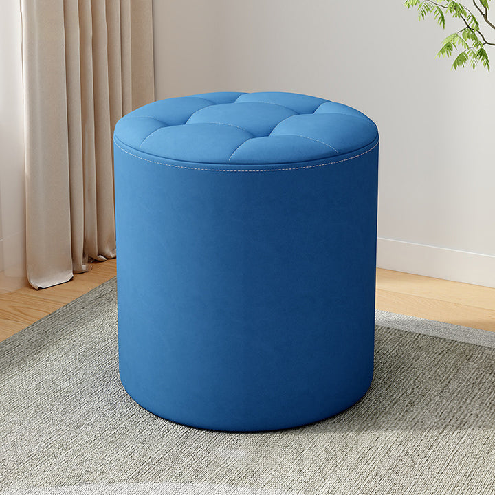 Modern Minimalist Cat Scratch Leather Solid Wood Round Stool For Living Room