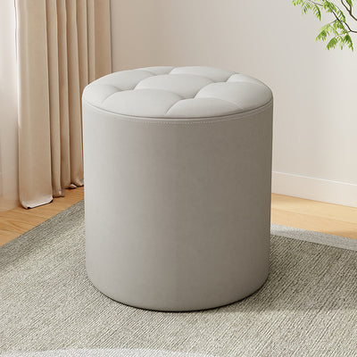 Modern Minimalist Cat Scratch Leather Solid Wood Round Stool For Living Room
