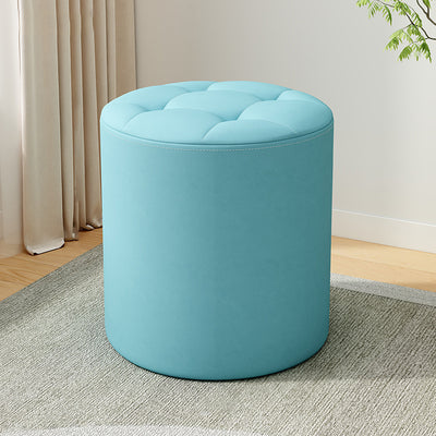 Modern Minimalist Cat Scratch Leather Solid Wood Round Stool For Living Room