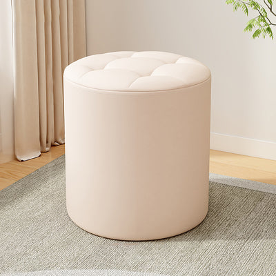 Modern Minimalist Cat Scratch Leather Solid Wood Round Stool For Living Room