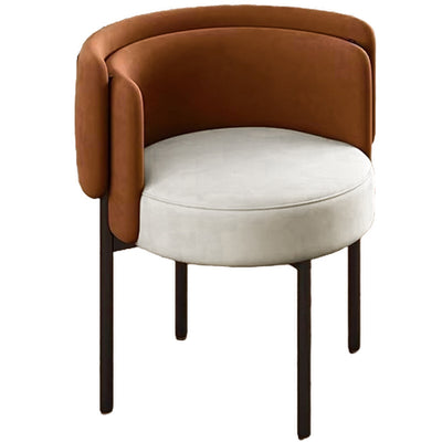 Contemporary Scandinavian Matte Velvet Carbon Steel Round Vanity Stool With Backrest For Bedroom