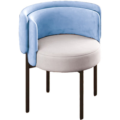 Contemporary Scandinavian Matte Velvet Carbon Steel Round Vanity Stool With Backrest For Bedroom