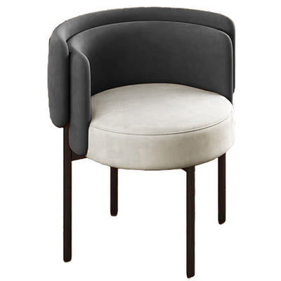 Contemporary Scandinavian Matte Velvet Carbon Steel Round Vanity Stool With Backrest For Bedroom